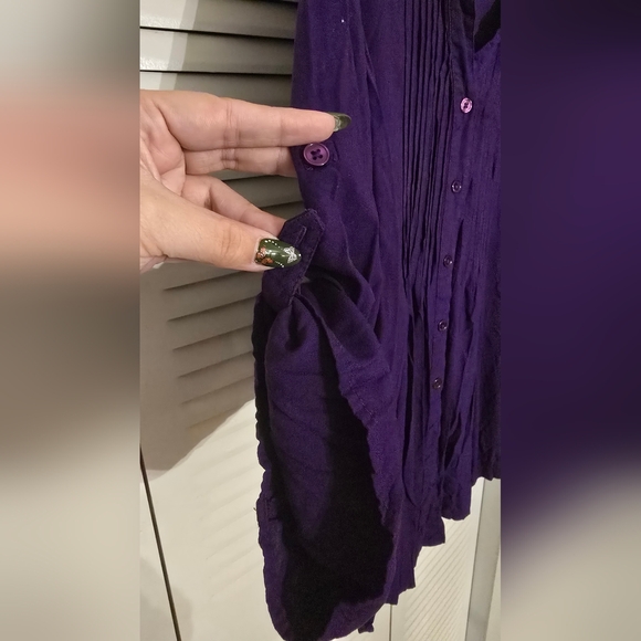 Woman Within Purple Button Down Shirt - Picture 5 of 6